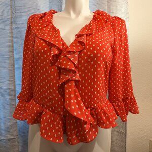 Red & White Polka Dot Blouse - Gap - Size L